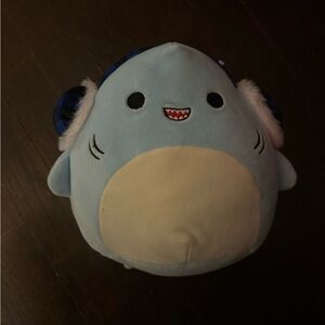 Winter shark squishmallow with ear muffs